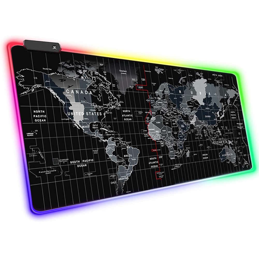 

Podkładka pod mysz mata na biurko do gier RGB duża XXXL 90x40cm Mapa świata