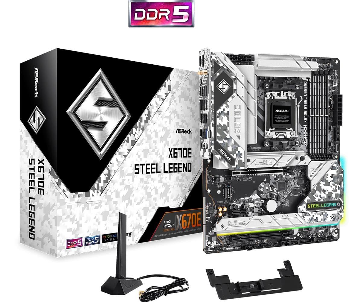 

Płyta główna X670E STEEL LEGEND AM5 4DDR5 HDMI/DP M.2 EATX