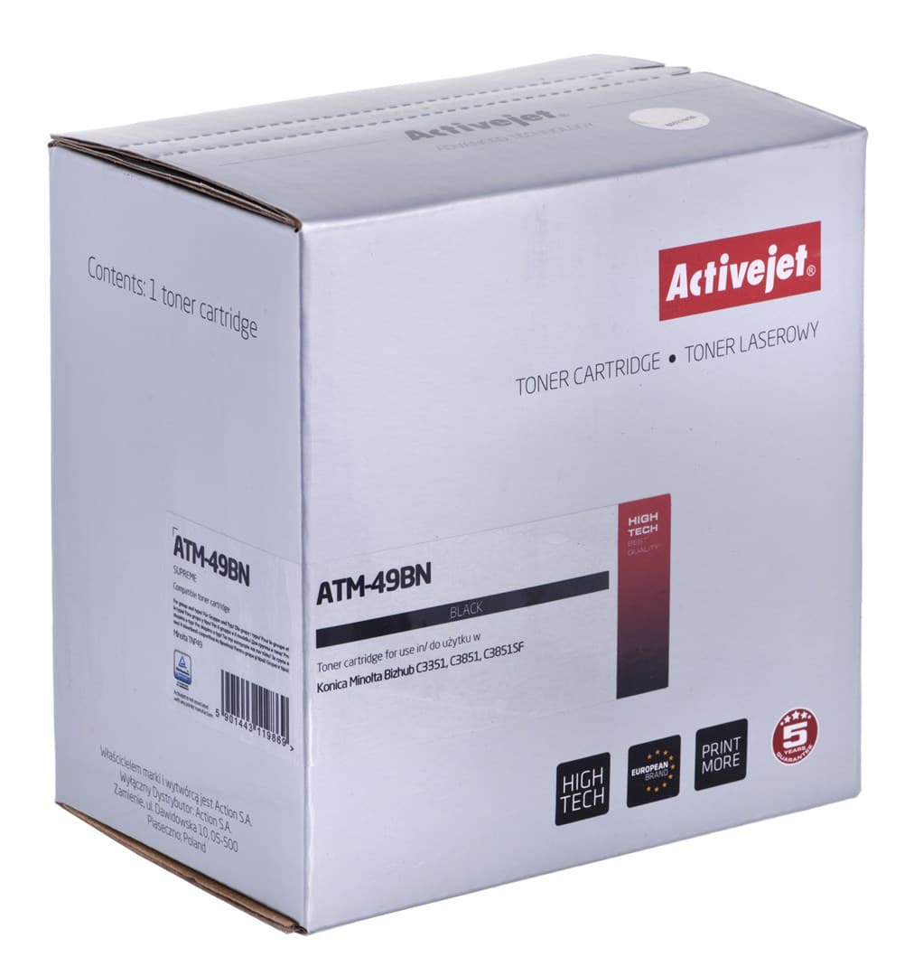 

Toner Activejet ATM-49BN (zamiennik Konica Minolta TNP49K; Supreme; 13000 stron; czarny)