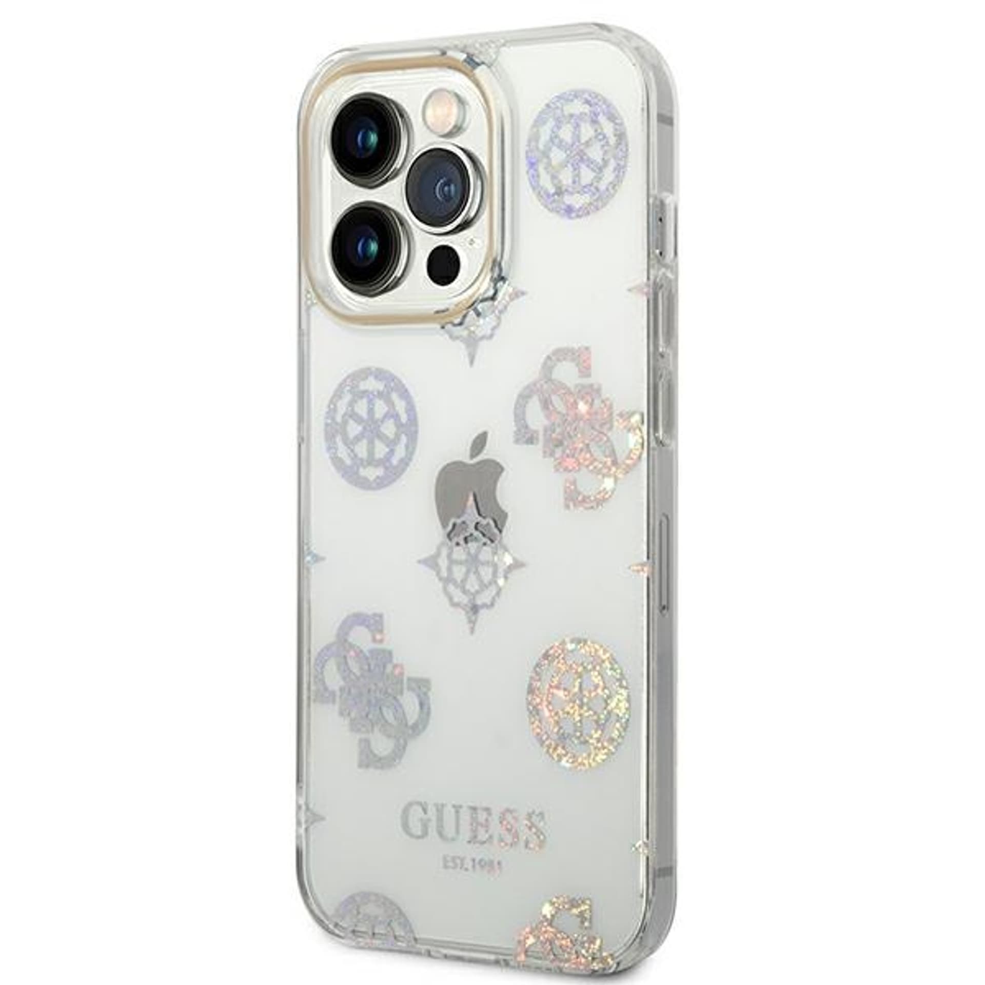 

Guess GUHCP14LHTPPTH iPhone 14 Pro 6,1" przezroczysty/transparent hard case Peony Glitter