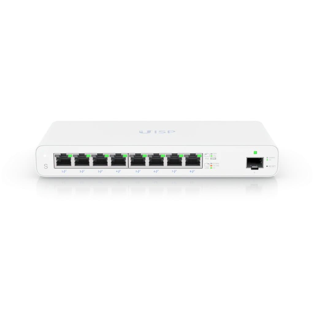 

UBIQUITI UISP-S-EU GIGABIT POE SWITCH FOR MICROPOP APPLICATIONS, 8X GBE RJ45 PORTS WITH PASSIVE POE, 1X SFP, 110W