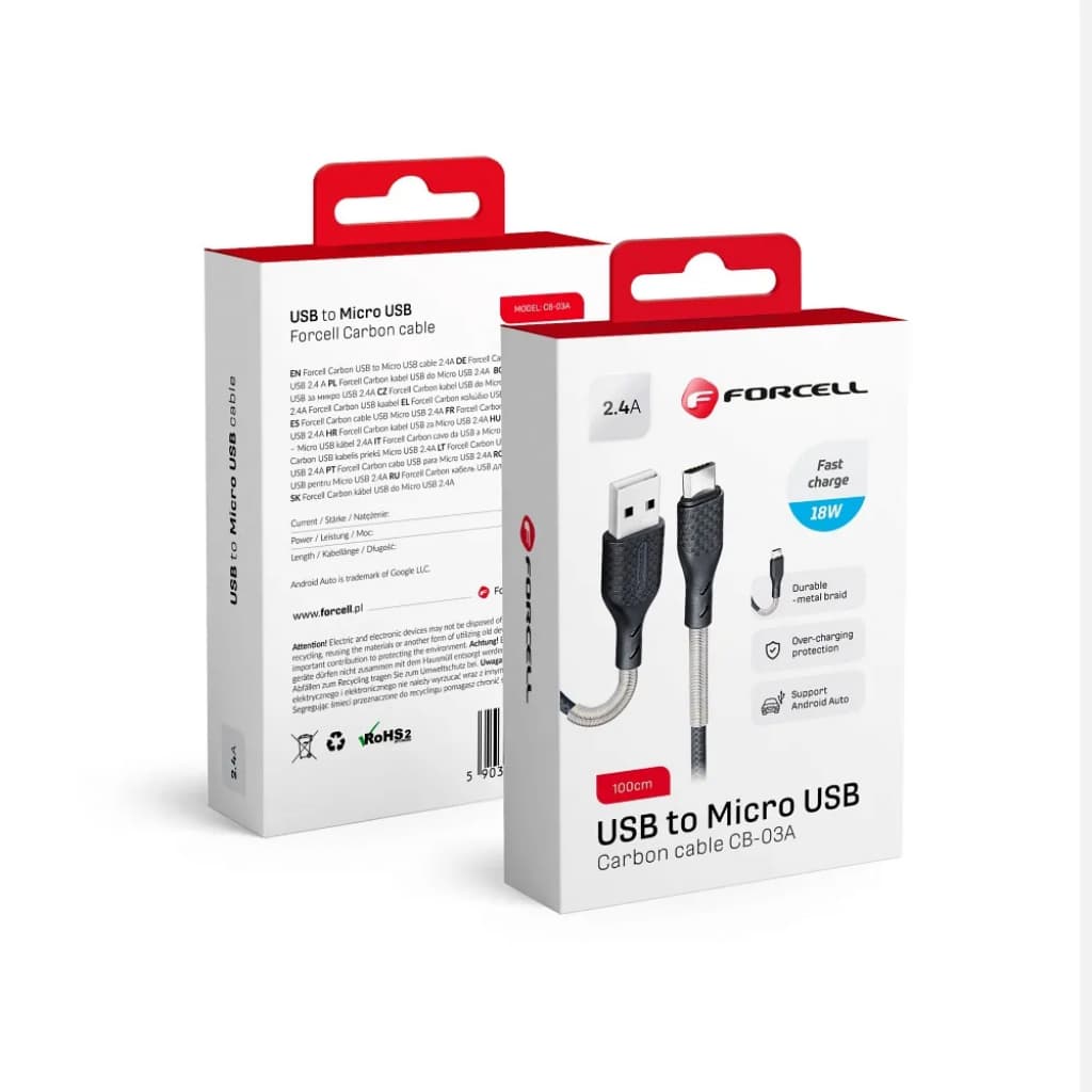 

KABEL MICRO USB 2,4A CB-03A 1M Carbon Oplot Premium