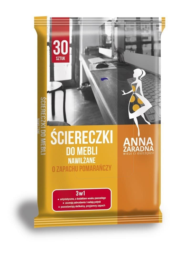 

ANNA ZARADNA Ściereczki nawilżane do mebli o zapachu pomarańczy 1op.-30szt.