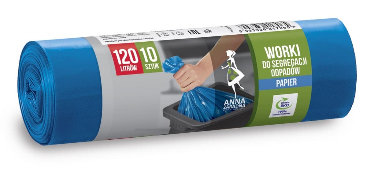 

Worki do segregowania odpad.papierowych niebieskie LDPE 120L (10 szt.) ANNA ZARADNA 7065, 10 szt.) anna zaradna 706