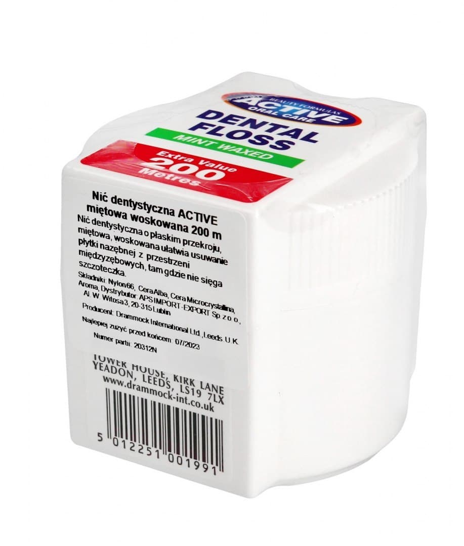 

Beauty Formulas Active Oral Care Nić dentystyczna Active - miętowa ,woskowana 1op.-200m