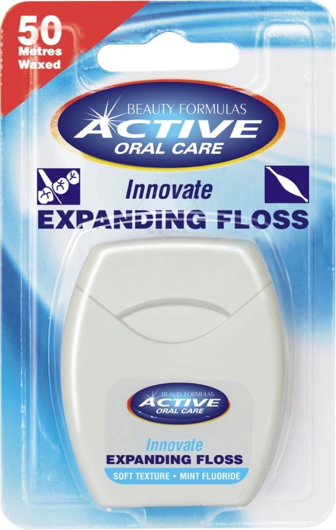 

Beauty Formulas Active Oral Care Nić dentystyczna pęczniejąca miętowa z fluorem