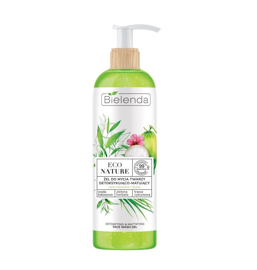 

Bielenda Eco Nature Żel do mycia twarzy detoksykująco-matujący - Woda Kokosowa & Zielona Herbata & Trawa Cytrynowa 200g