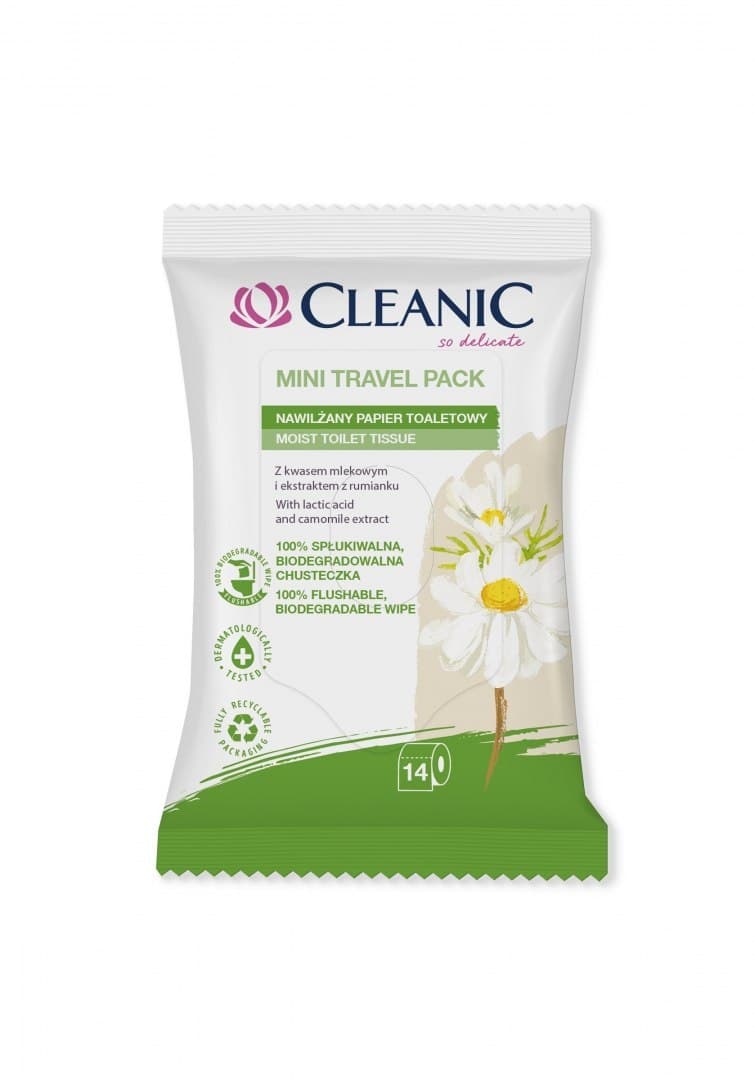 

Cleanic Mini Travel Pack Nawilżany Papier toaletowy - wersja podróżna 1op.-14szt