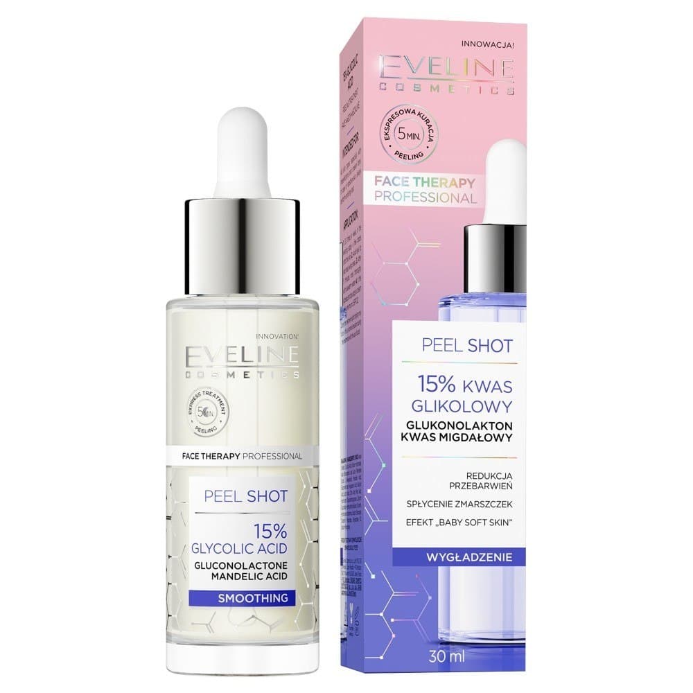 

Eveline Face Therapy Professional Peel Shot Kuracja wygładzająca - 15% Kwas Glikolowy 30ml