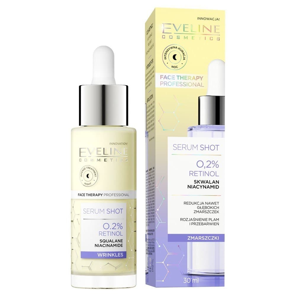 

Eveline Face Therapy Professional Serum Shot Kuracja redukująca zmarszczki - 0.2% Retinol 30ml