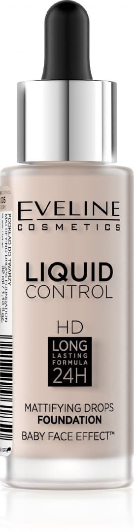 

Eveline Liquid Control HD Podkład do twarzy z dropperem nr 005 Ivory 32ml