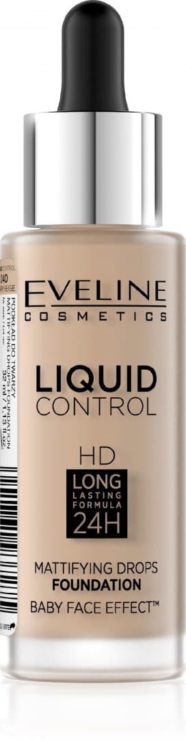 

Eveline Liquid Control HD Podkład do twarzy z dropperem nr 040 Warm Beige 32ml