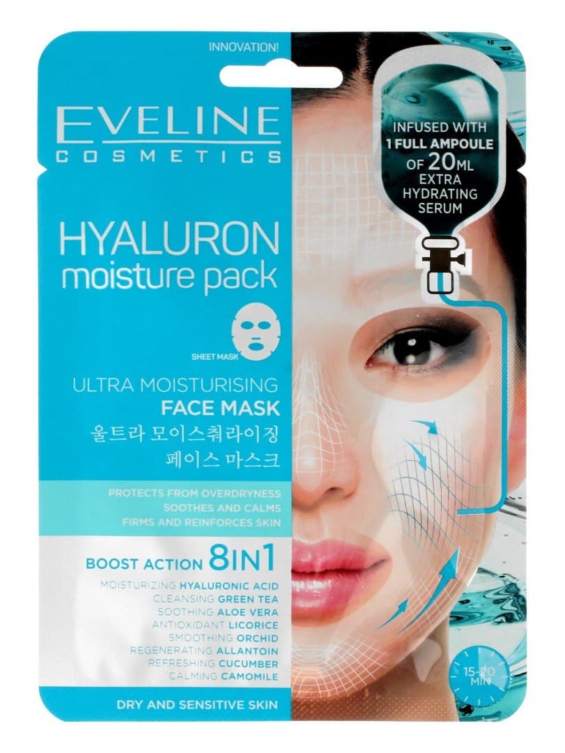 

Eveline Sheet Mask Hyaluron Maska na tkaninie 8in1 ultranawilżająca 1szt