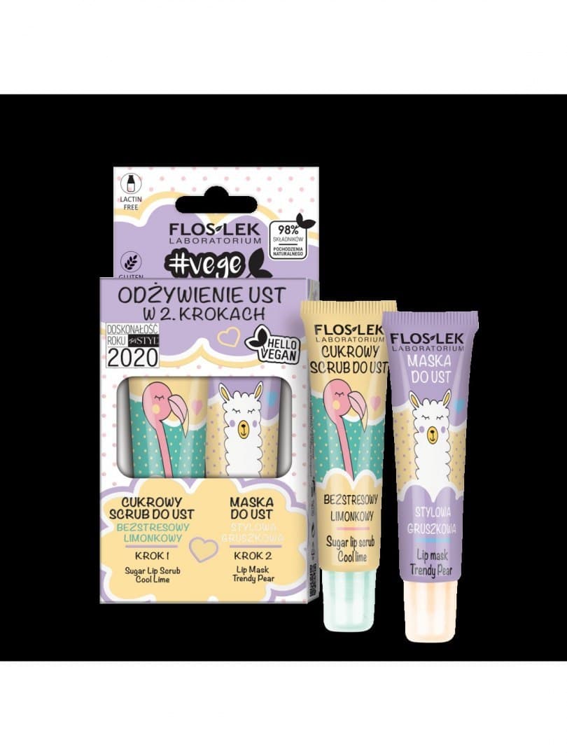 

Floslek Lip Care Vege Zestaw Odżywienie Ust (Scrub do ust Limonkowy 14g+Maska Gruszkowa 14g)