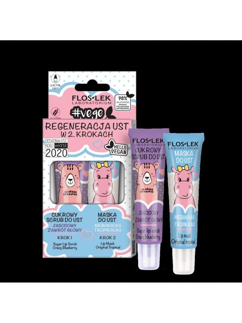 

Floslek Lip Care Vege Zestaw Regeneracja Ust (Scrub do ust Jagoda 14g+Maska Tropikalna 14g)