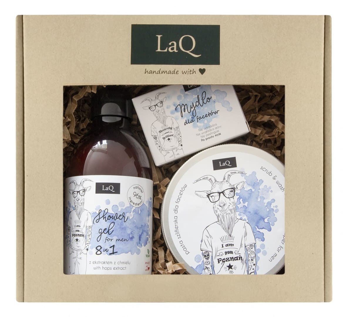 

LaQ Zestaw dla mężczyzn Kozioł (żel 8w1 300ml+scrub 200ml+mydło 85ml)