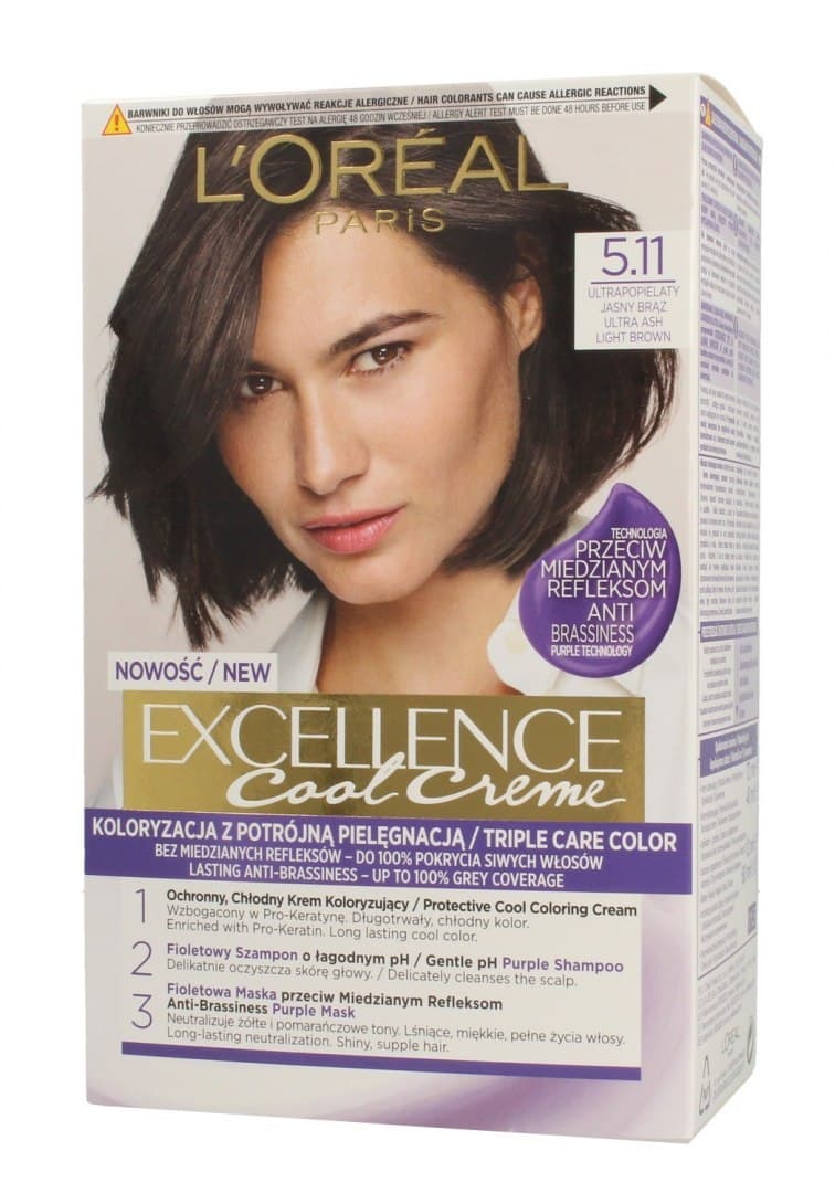 

Loreal Excellence Cool Creme Krem koloryzujący 5.11 Ultra Popielaty Jasny Brąz 1op.