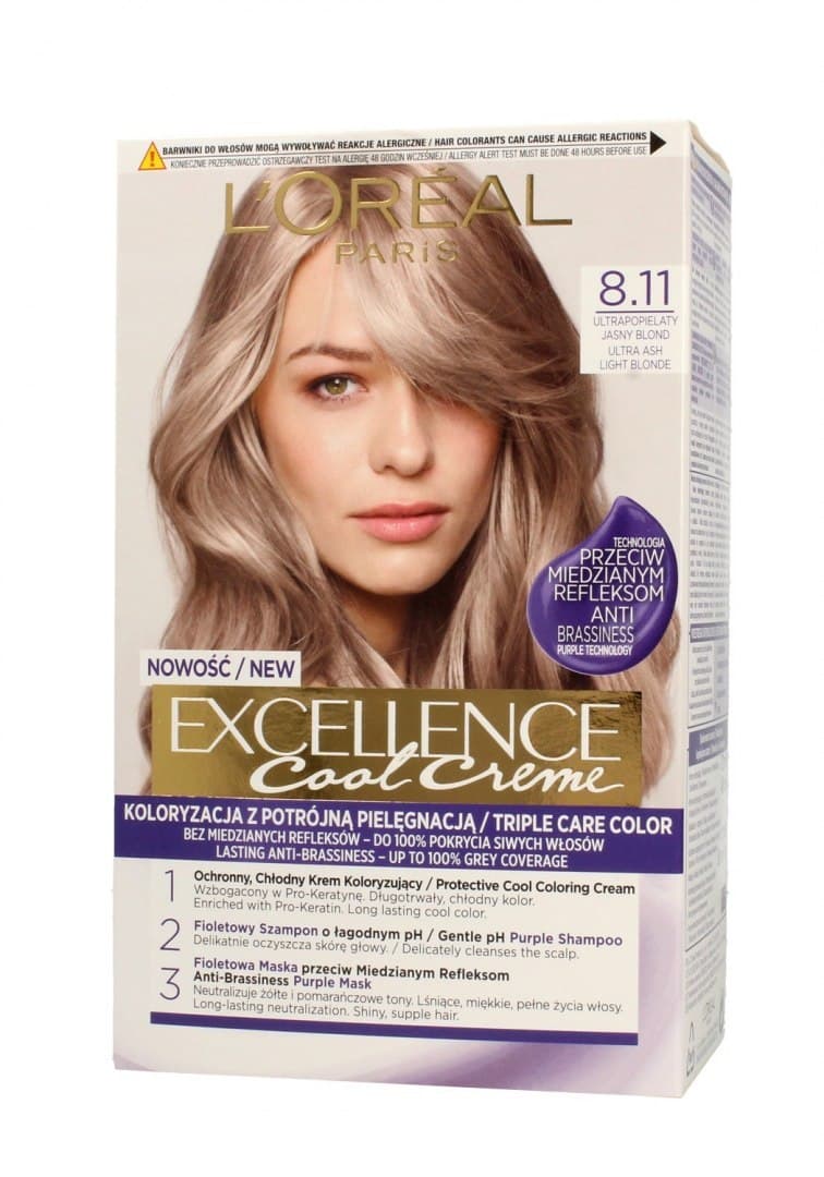 

Loreal Excellence Cool Creme Krem koloryzujący 8.11 Ultra Popielaty Jasny Blond 1op.