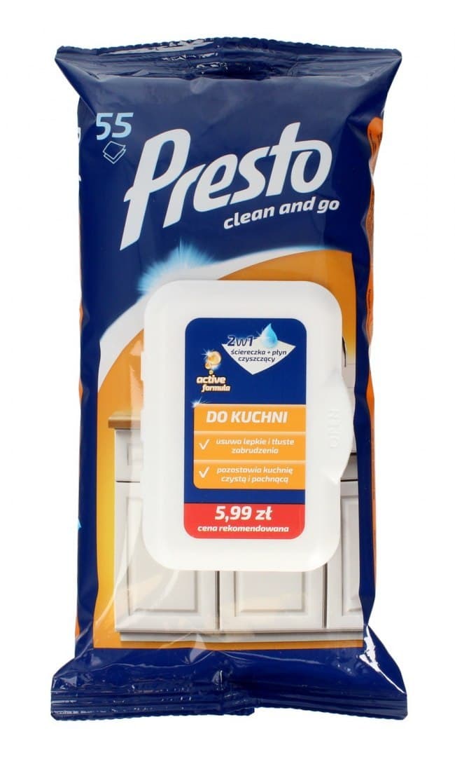

Presto Ściereczki czyszczące+płyn 2w1 do kuchni - zamknięcie pop up 1op.-55szt