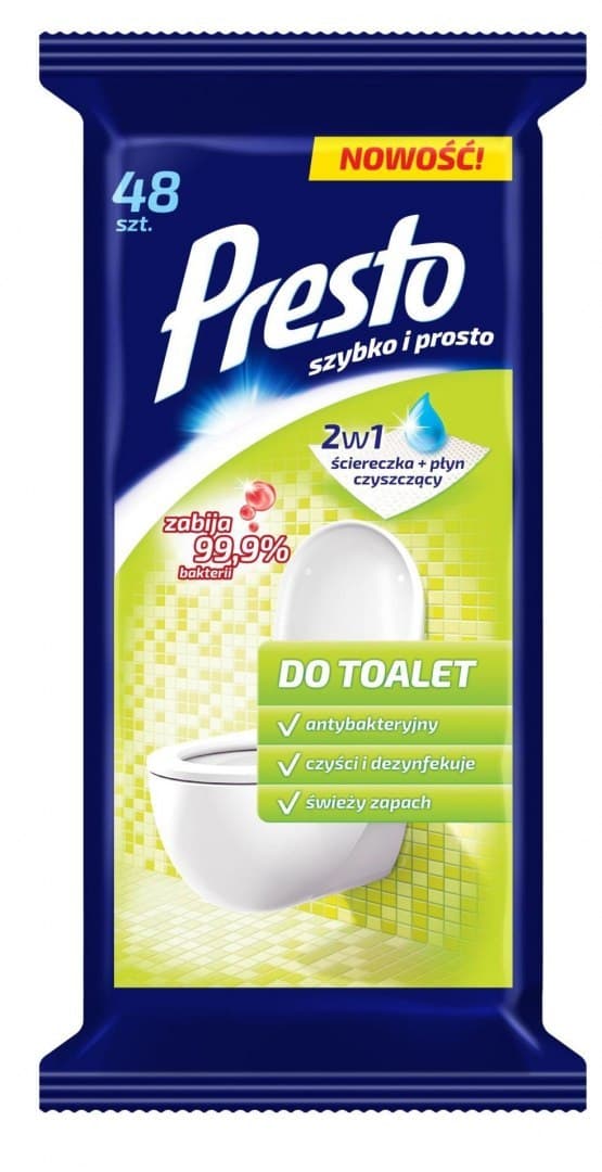 

Presto Ściereczki czyszczące+płyn 2w1 do toalet 1op.-48szt