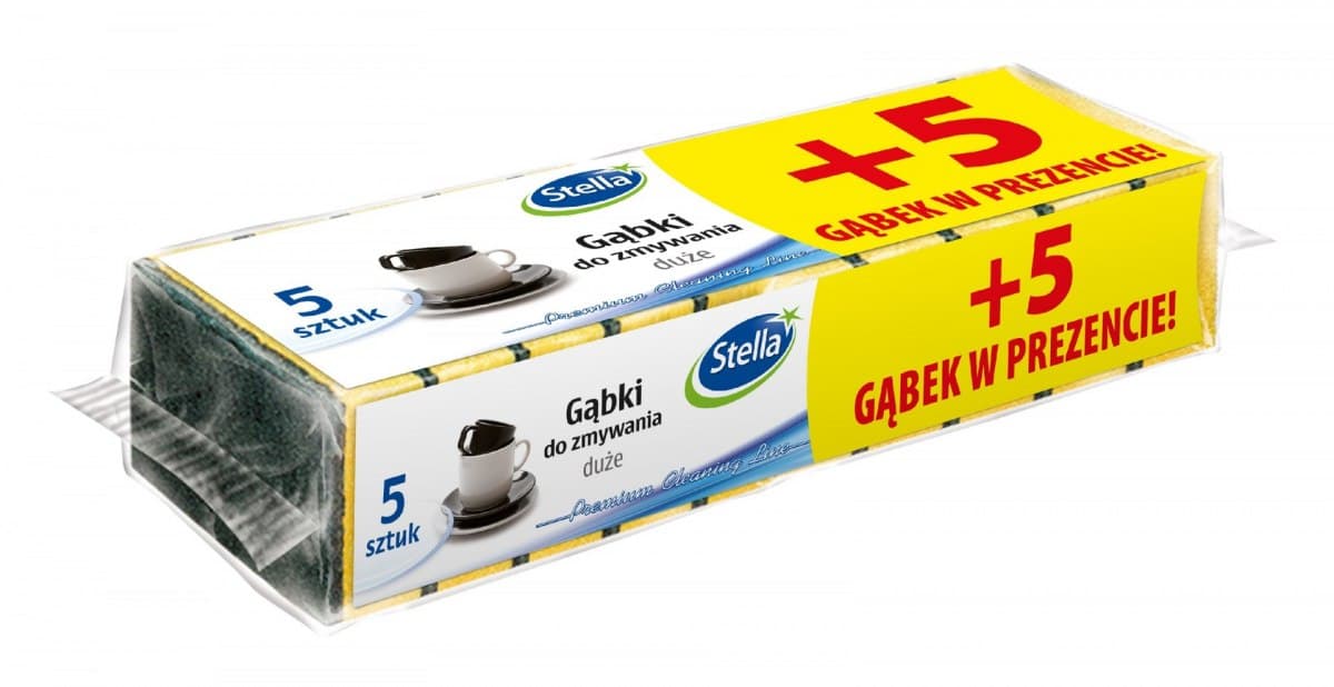 

STELLA Gąbka do zmywania Duża 1op.- 5 + 5 szt. gratis