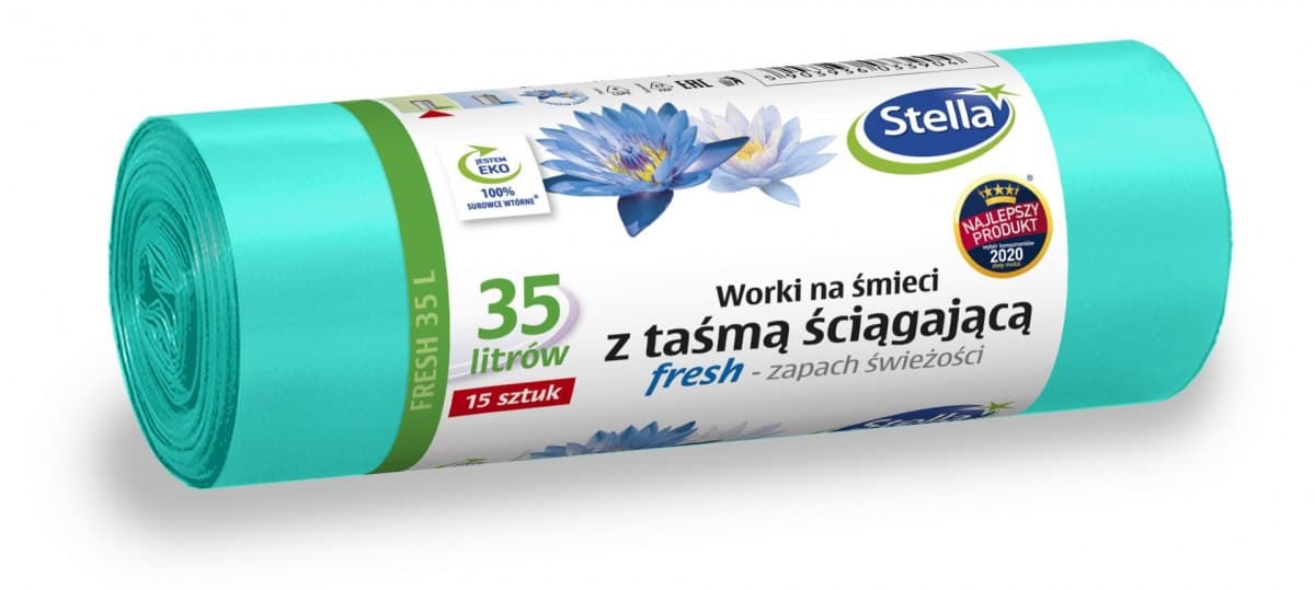 

STELLA Worki na śmieci z taśmą ściągającą FRESH - świeży zapach 35L 1op.-15szt.