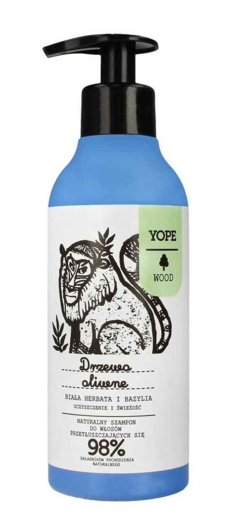 

Yope WOOD Naturalny Szampon do włosów Drzewo Oliwne & Biała Herbata & Bazylia 300ml