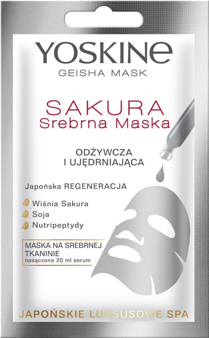 

Yoskine Geisha Mask Sakura Srebrna Maska na tkaninie odżywcza i ujędrniająca 20ml