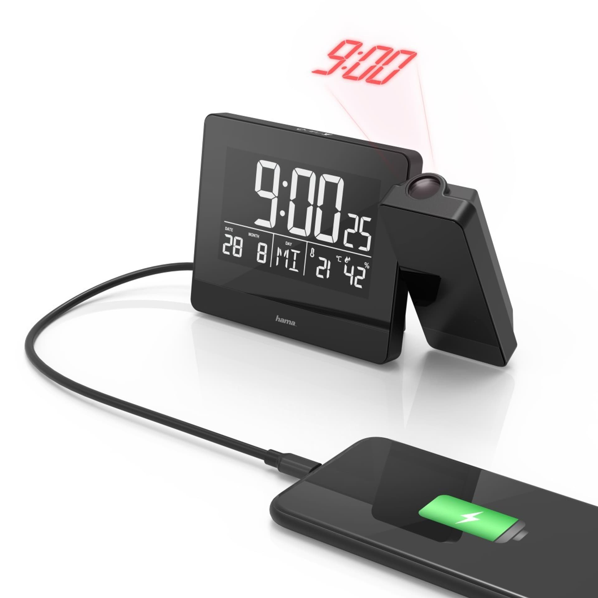 

Zegar budzik Plus Charge z projektorem