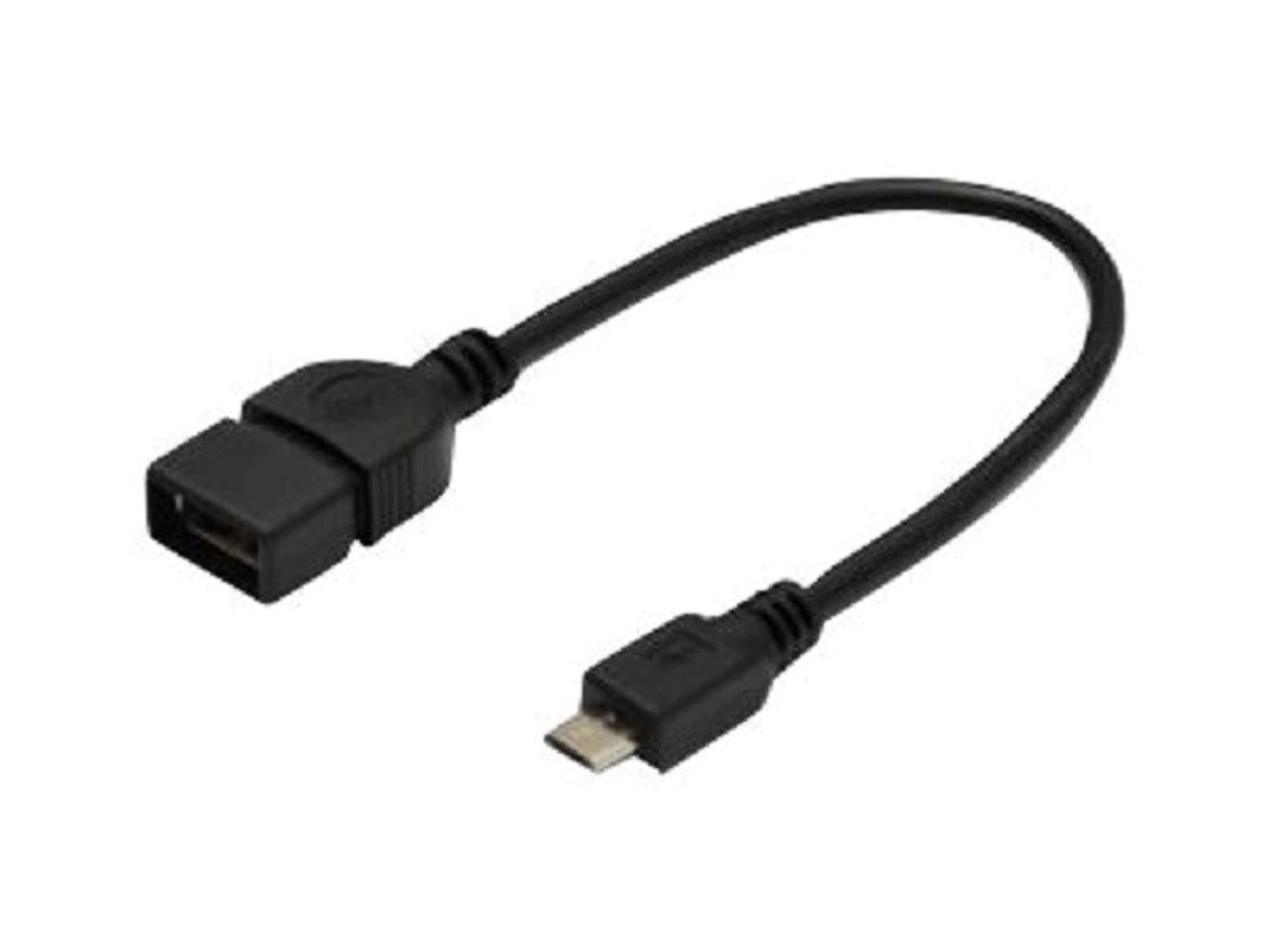 

Kabel połączeniowy USB 2.0 OTG Typ microUSB B/USB A, M/Ż czarny 0,2m AK-300309-002-S