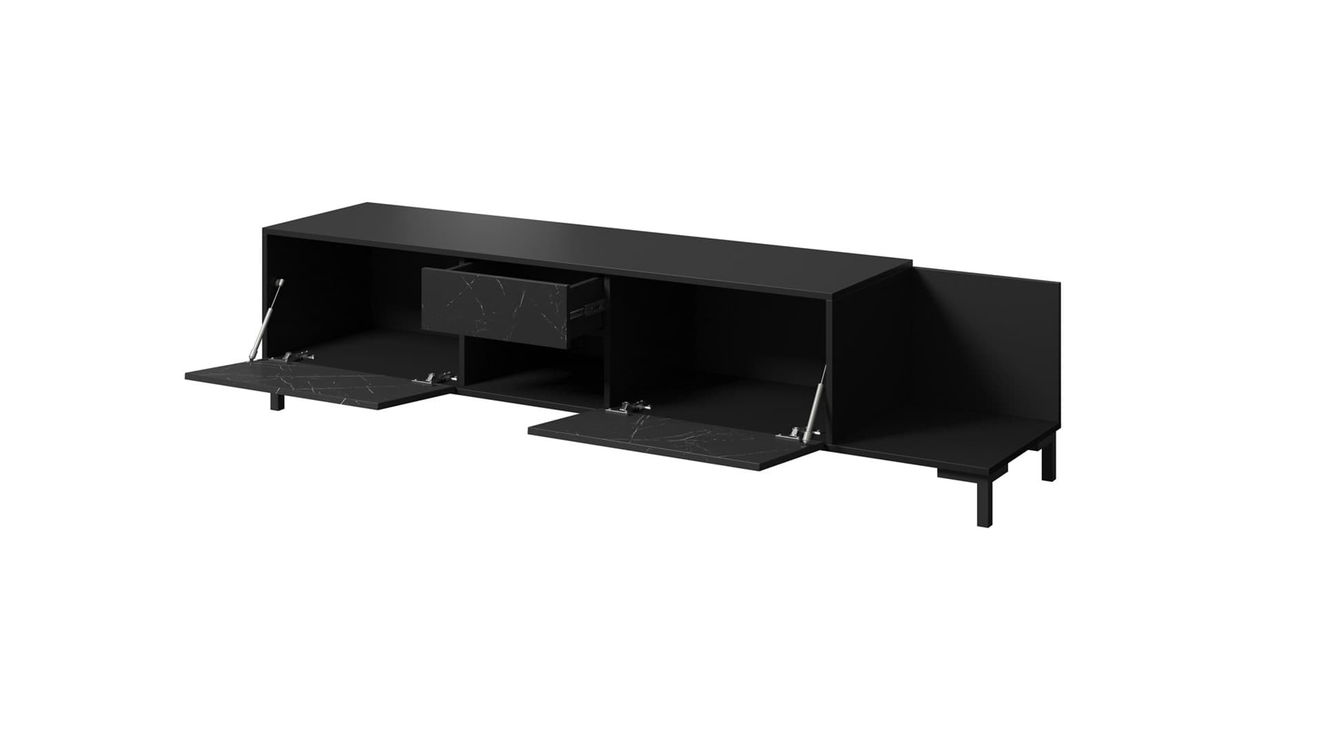 

Szafka RTV MARMO 2D1S1K 195x40xH47,5 czarny mat/marmur czarny