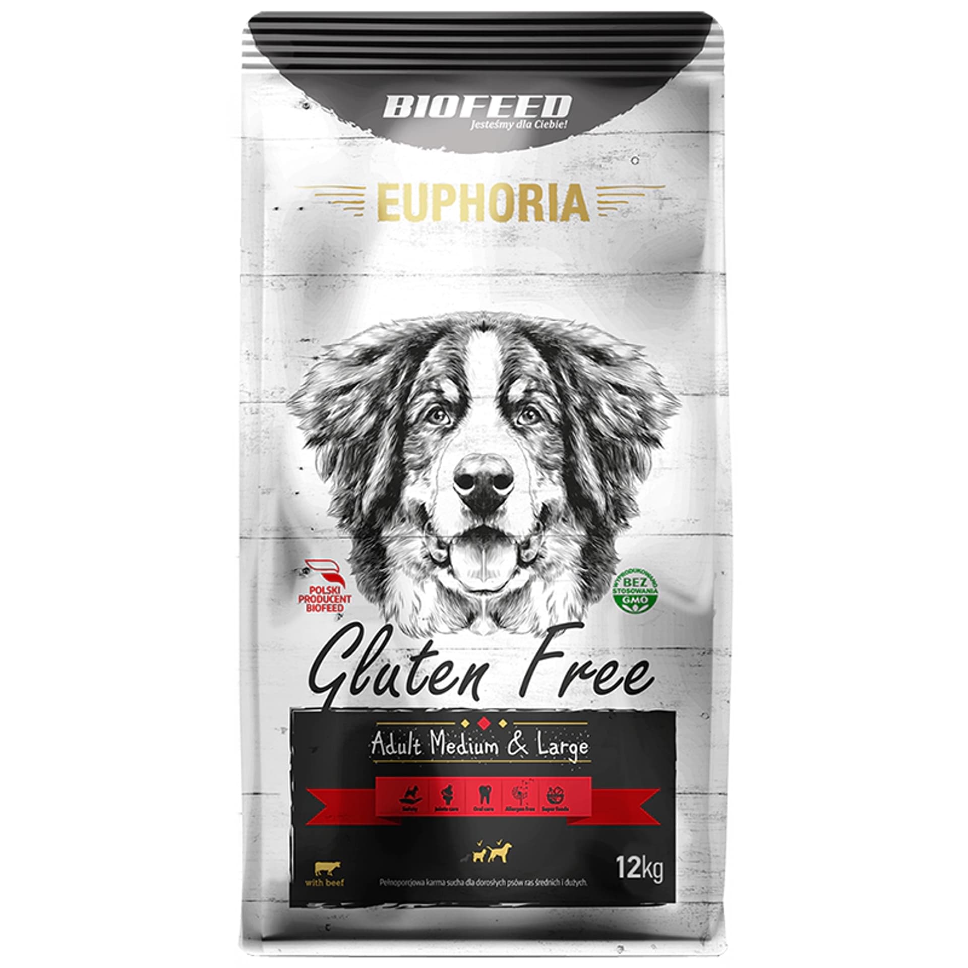 

BIOFEED EUPHORIA Gluten Free Medium & Large dla psów średnich i dużych ras z wołowiną 12kg