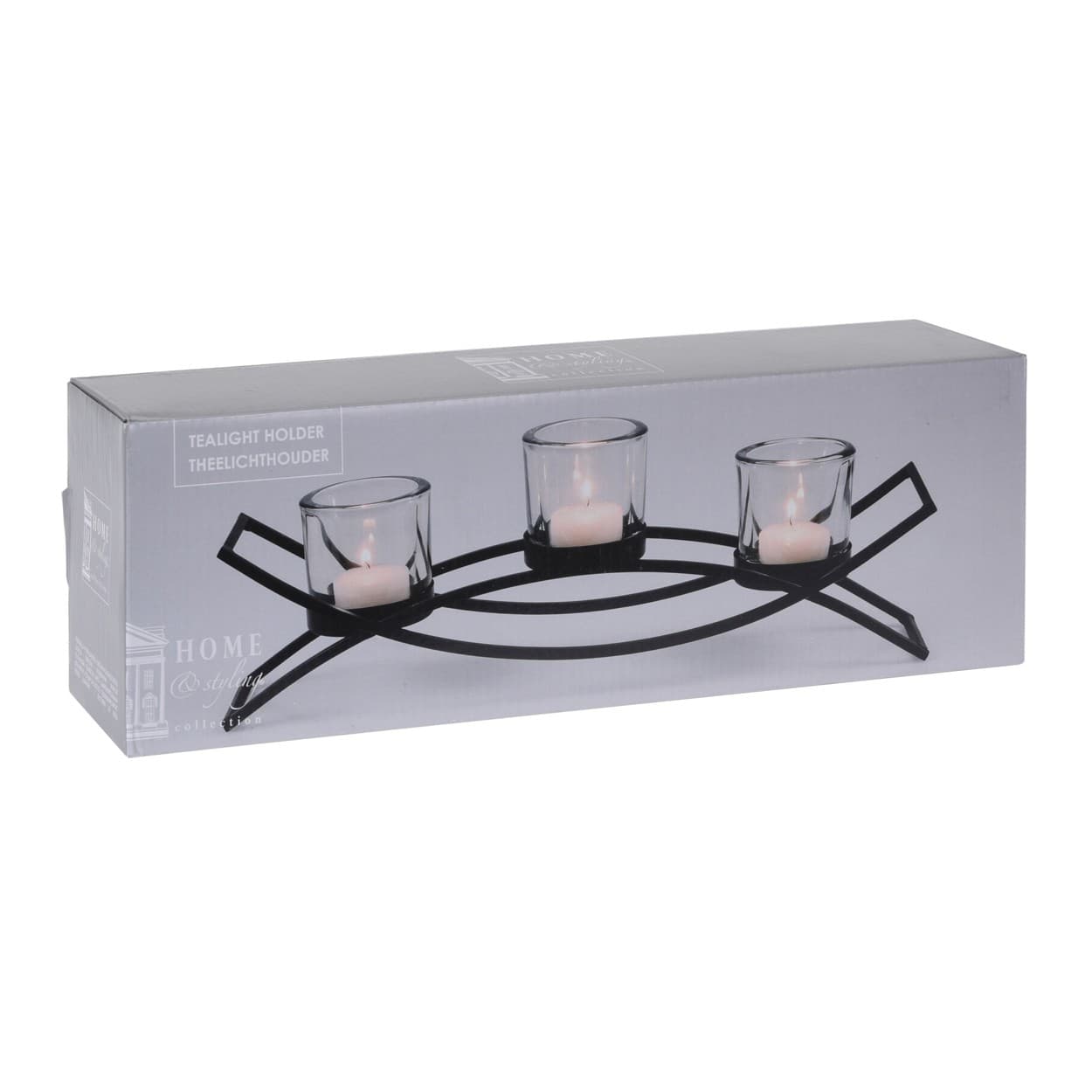 

Świecznik metalowy łuk na 3 tealighty