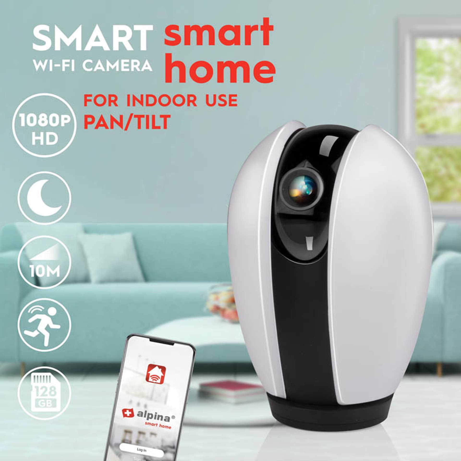 

Alpina - Inteligentna kamera IP Wi-Fi FullHD obrotowa elektroniczna niania