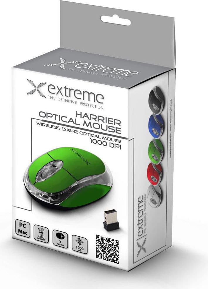 

XM105G Extreme mysz bezprz. 2.4ghz 3d opt. usb harrier zielona