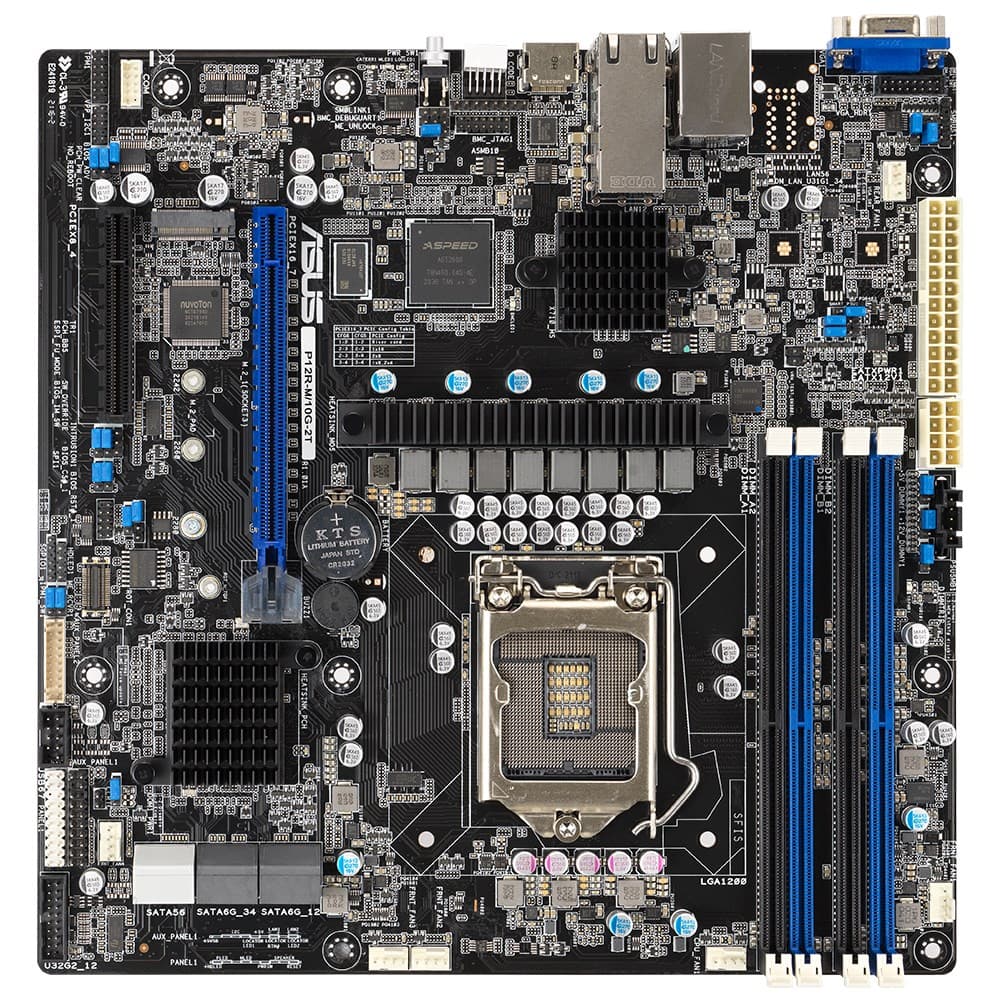 

Płyta Serwerowa ASUS P12R-M/10G-2T LGA-1200,C252, 4*DIMM, 1*PCIe x8 slot, 1*PCIe 16 slot, 6*SATA ports, 1*M2, 1 x Dual Port Intel X710-AT2 + 1 x Mgmt LAN, MICROATX
