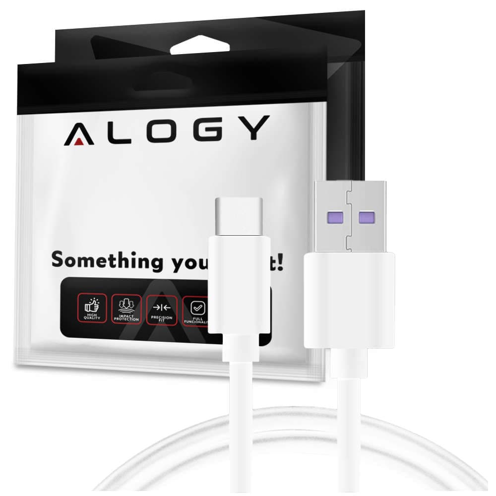 

Kabel Alogy szybki przewód USB-A do USB-C Type C 5A 1m Biały