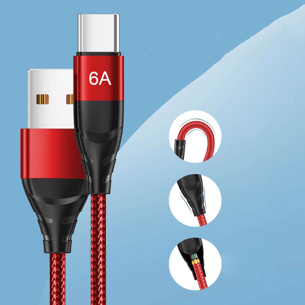 

Kabel Alogy przewód USB-A do USB-C Type C 6A 1m Czerwony