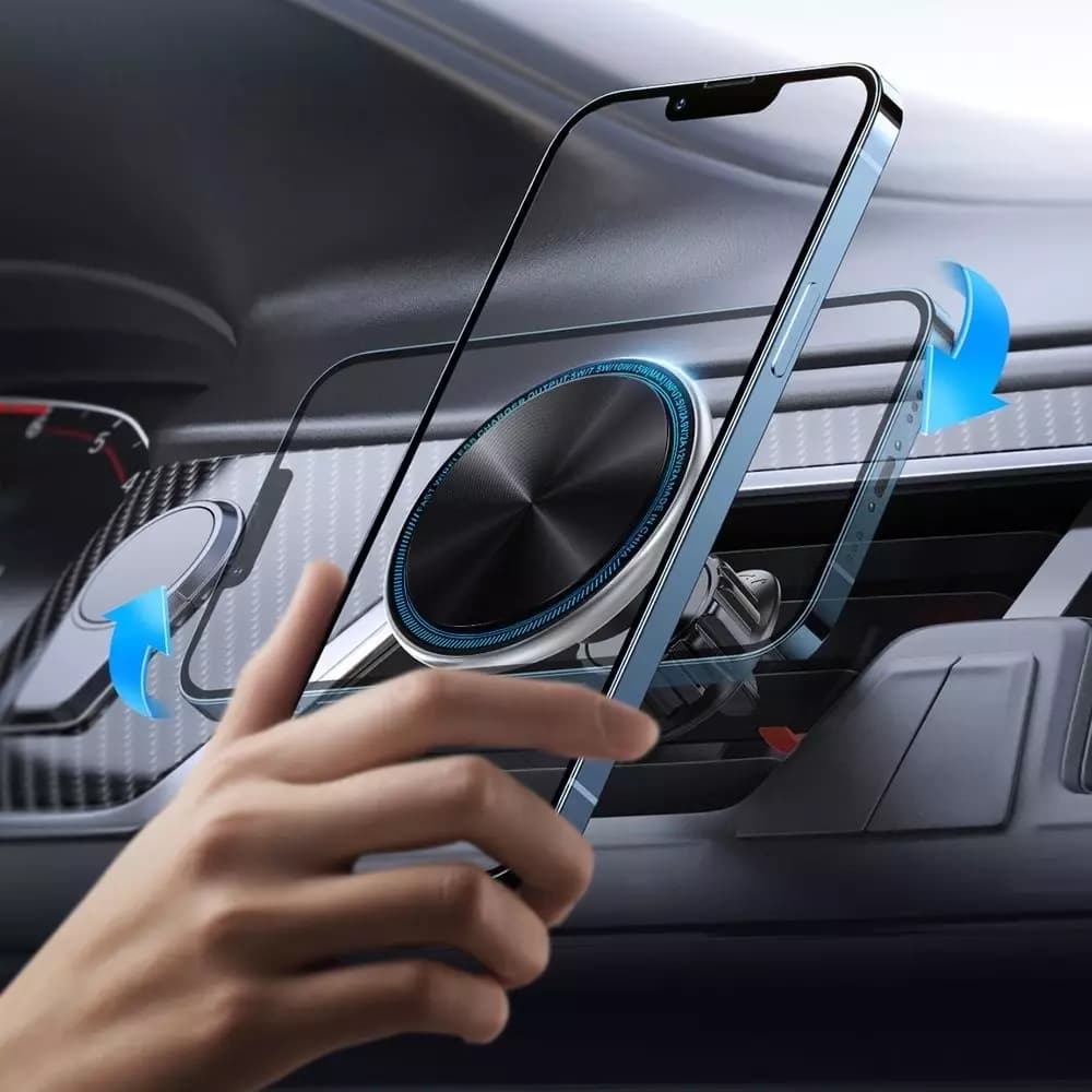 

Joyroom para automóvil Cargador de inducción inalámbrico Qi 15W (compatible con MagSafe para iPhone) Air Vent Silver (JR-ZS290)