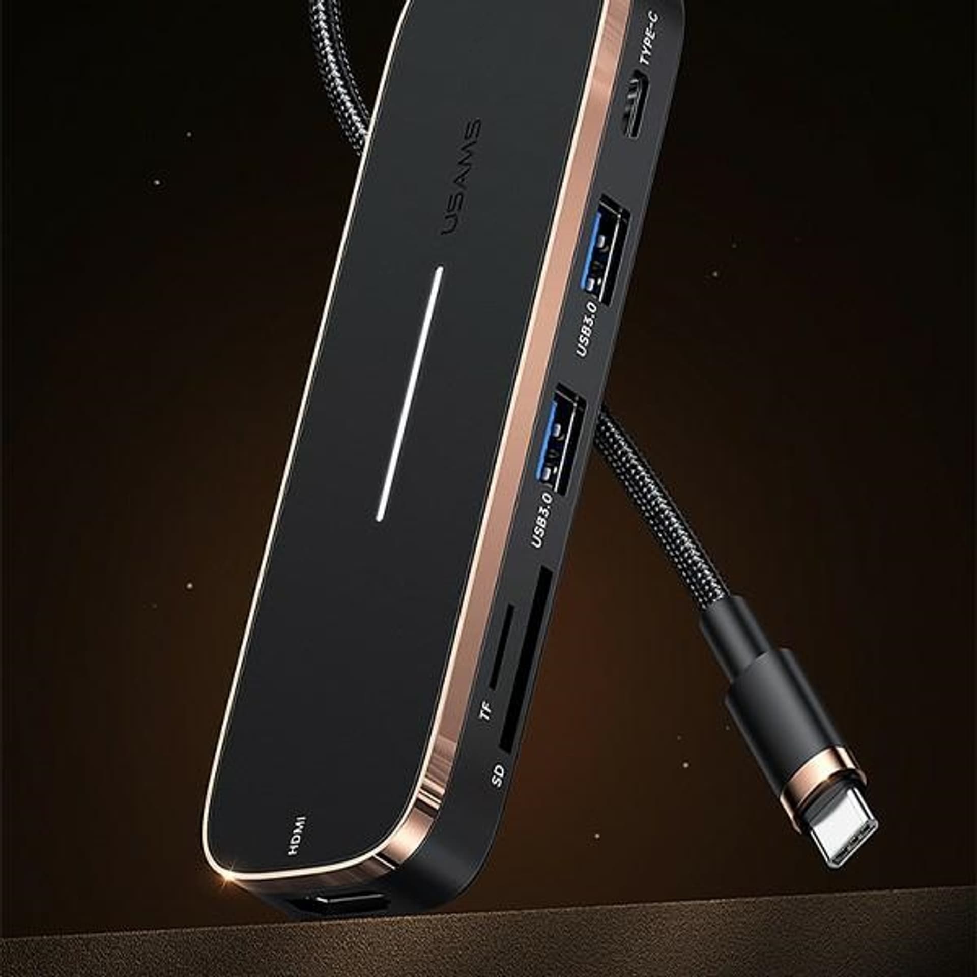 

USAMS Adapter HUB 2xUSB + USB-C + HDMI + Micro SD+SD czarny/black SJ575HUB01 (US-SJ575)