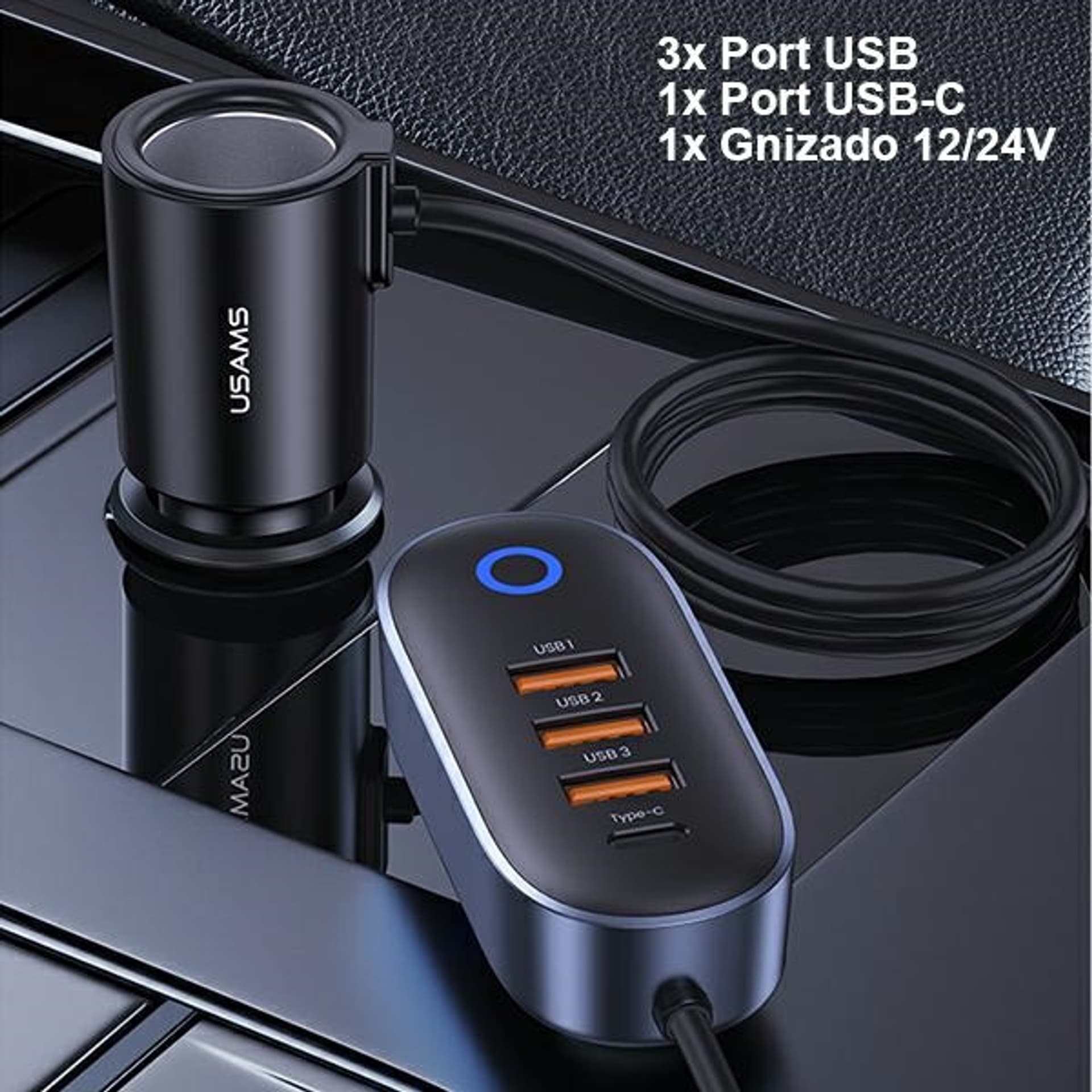 

USAMS Ład. sam. 3xUSB 1xUSB-C 156W czarny/black CC161CC01 (US-CC161)