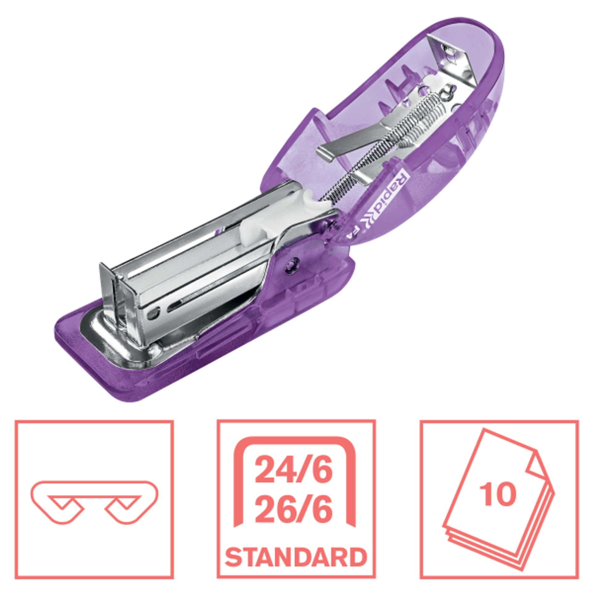 

Zszywacz mini Rapid Colour`Breeze F4 10 kartek lawendowy 5001532 RAPID