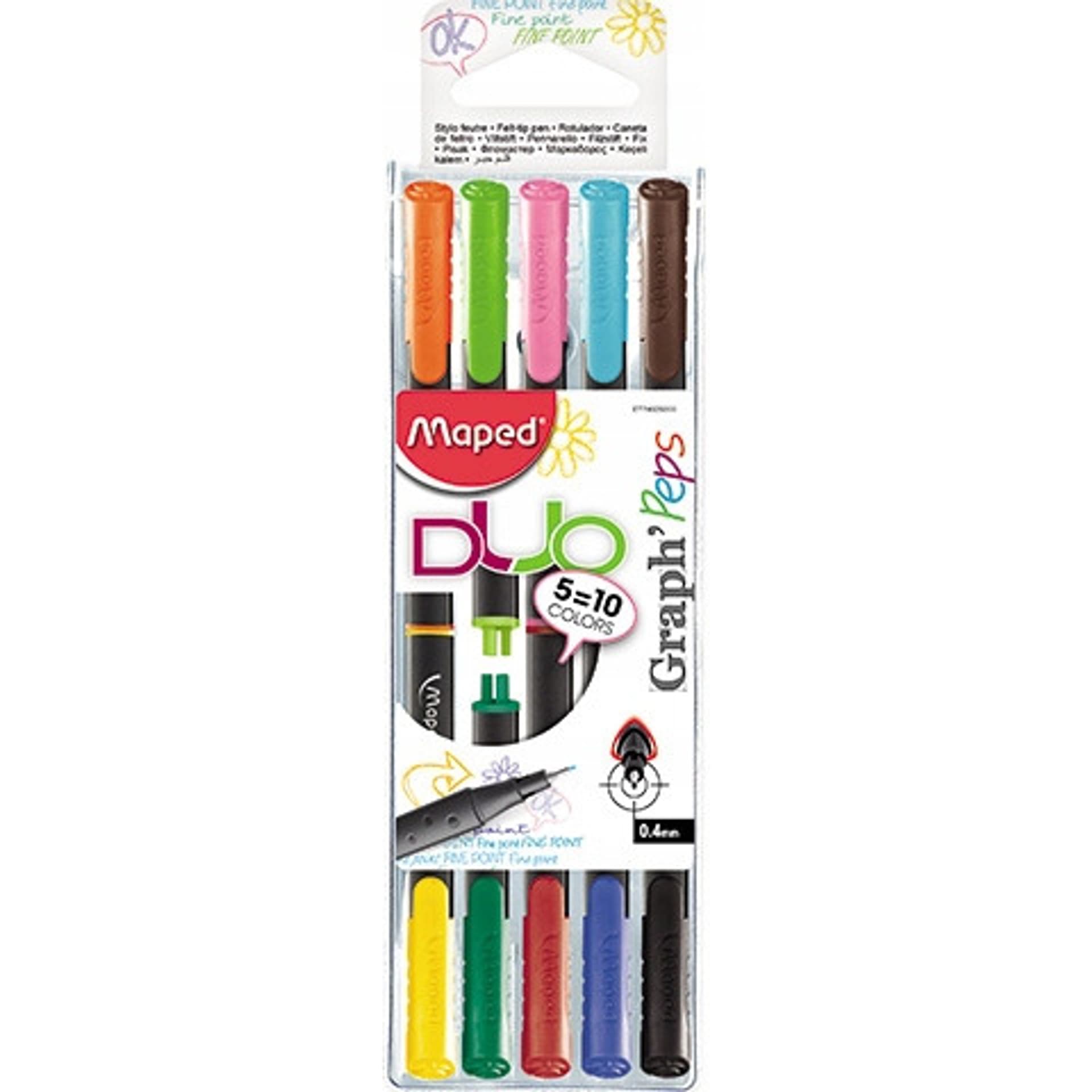 

Cienkopis GRAPH PEPS DUO dwustronny 5szt.=10 kolorów w etui 749250 MAPED