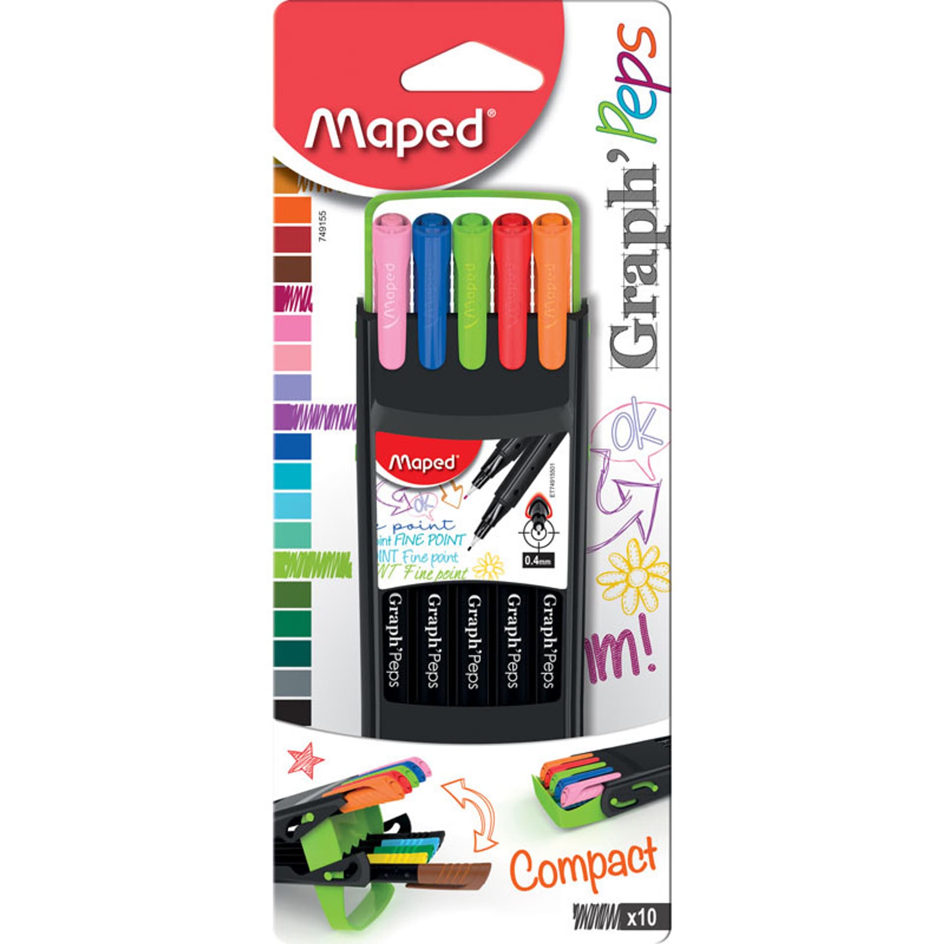 

Cienkopis GRAPH PEPS COMPACT 10szt w piórniku 749155 MAPED