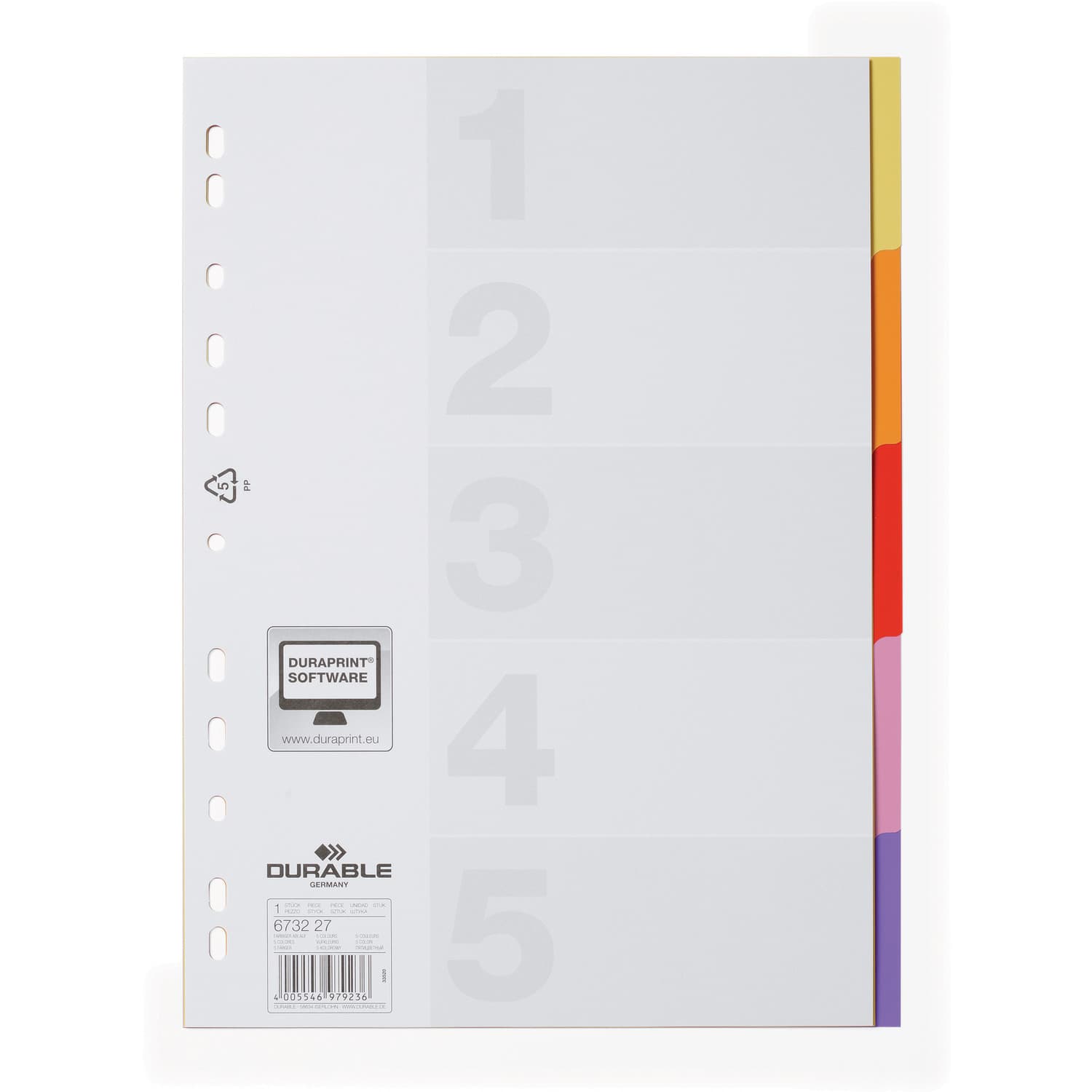 

Przekładki PP A4 1-5 VARICOLOR 673227 DURABLE