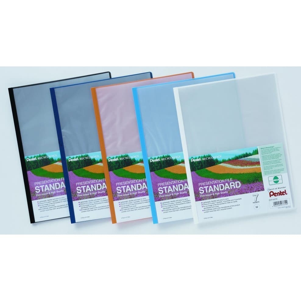 

Skoroszyt prezentacyjny STANDARD 7 kieszeni biały DCP1407W PENTEL