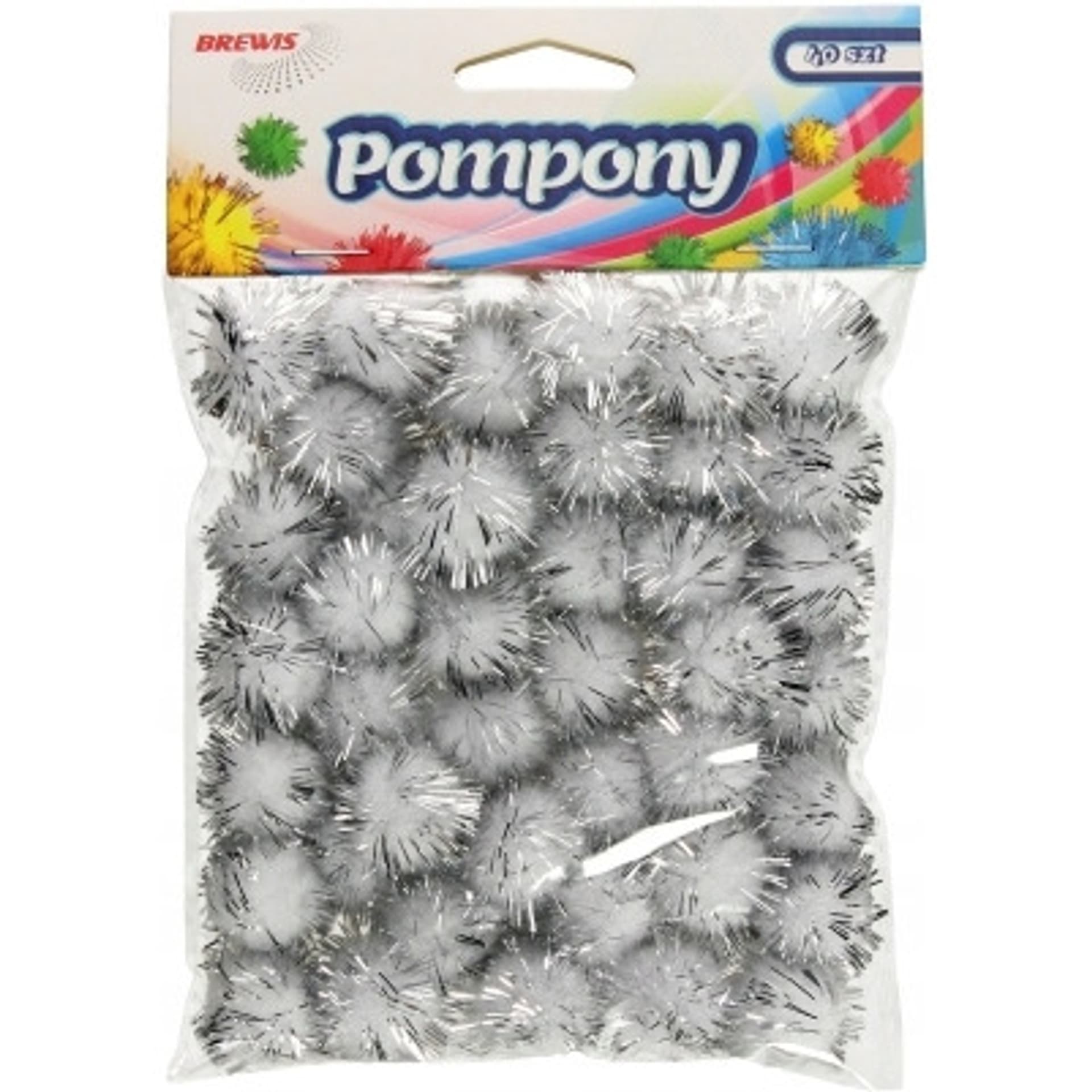 

Pompony metaliczne 2cm (40sztuk) srebrne POM23 BREWIS, 40sztuk) srebrne pom23 brewi