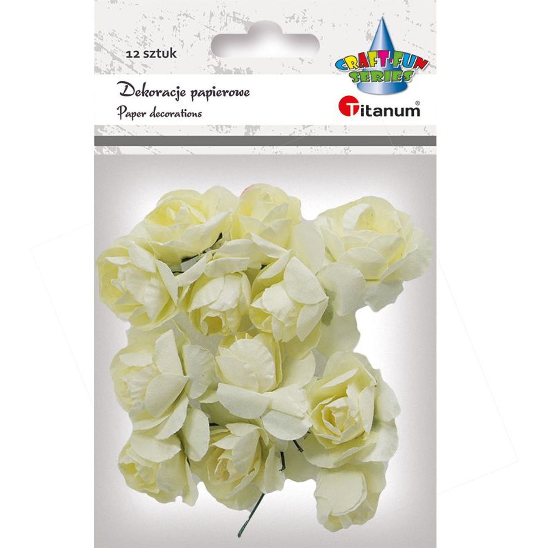 

Kwiaty papierowe na druciku różyczki kremowe 12 szt. 396494 TITANUM