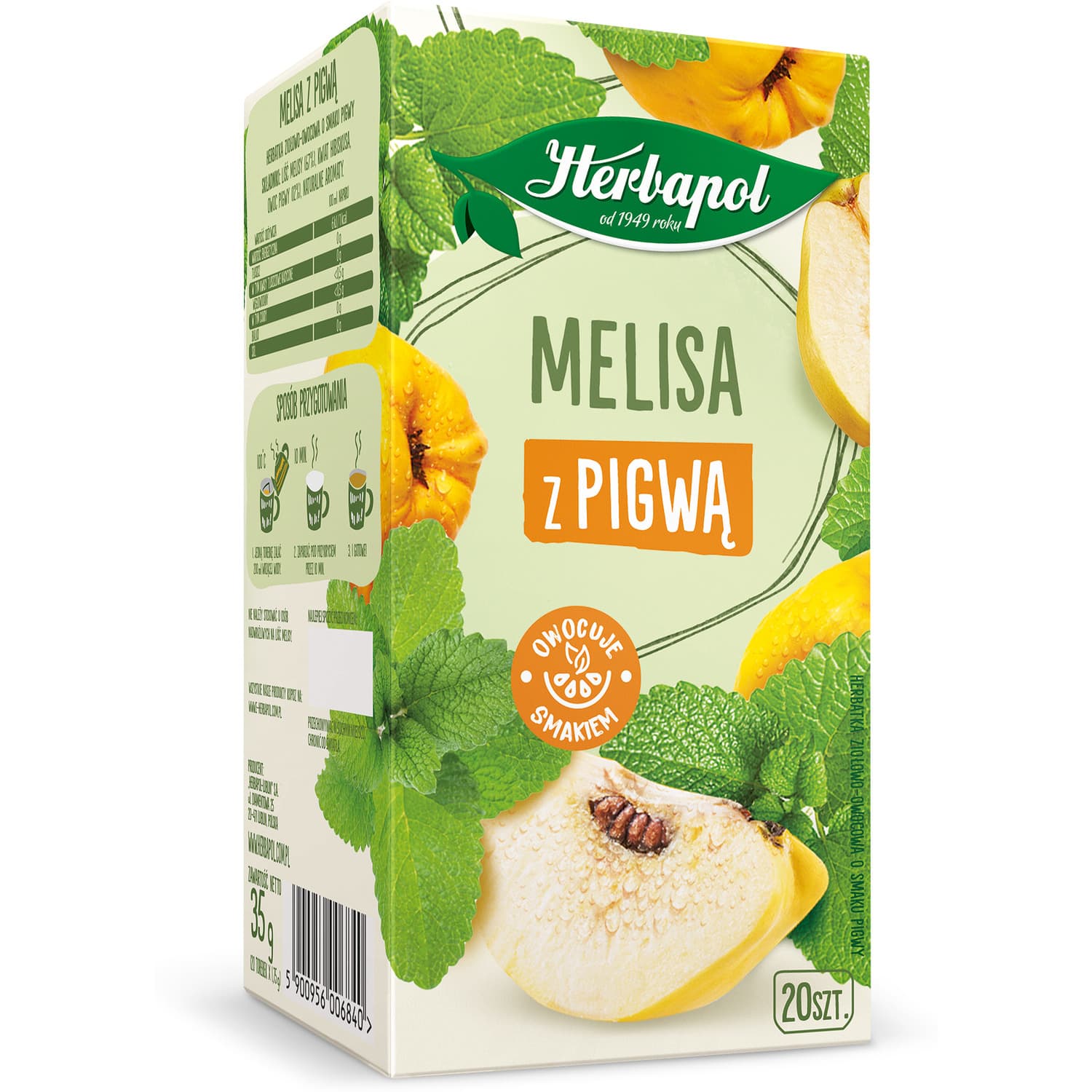 

Herbata HERBAPOL ziołowo-owocowa (20tb) Melisa z Pigwą 35g, 20tb) melisa z pigwą 35