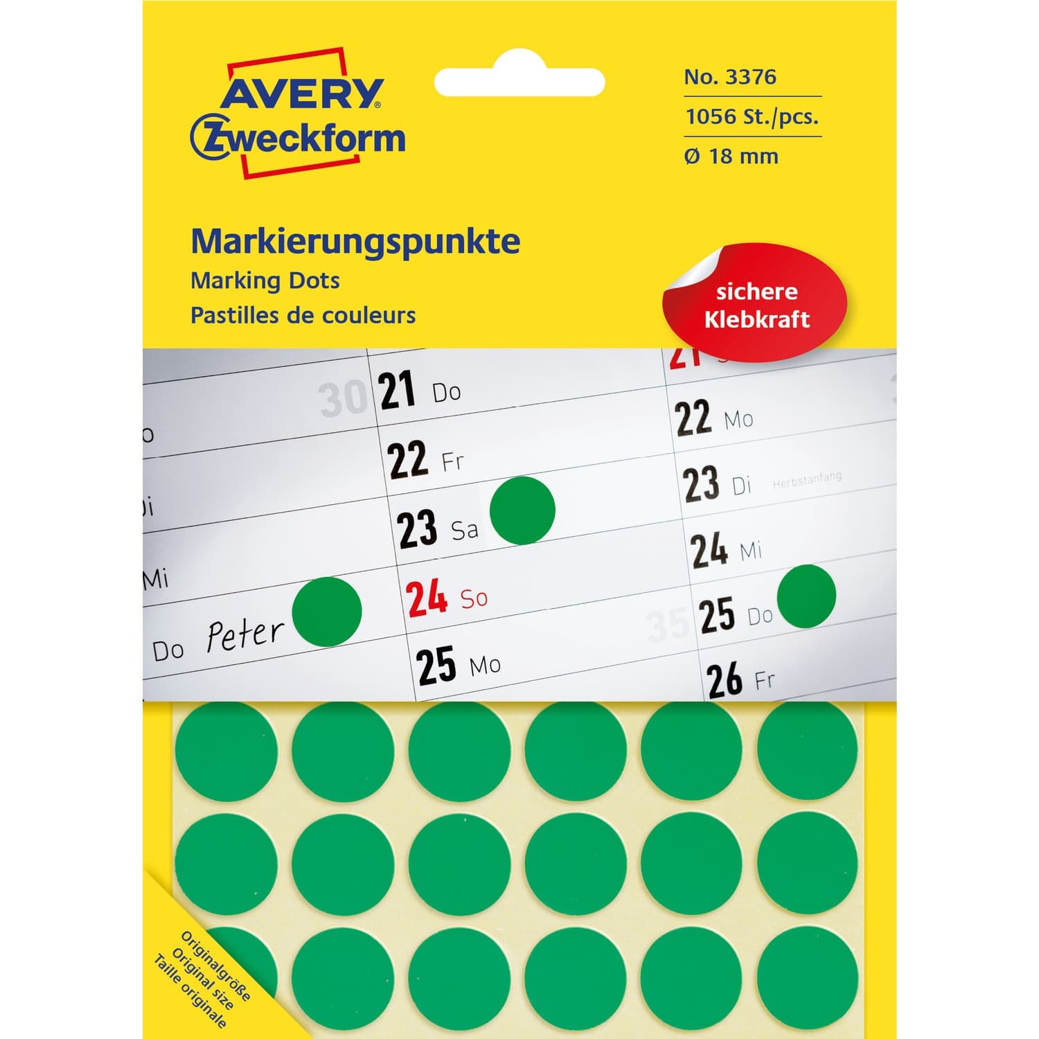 

Etykieta kółka Q18mm zielone1056szt. 3376 AVERY ZWECKFORM
